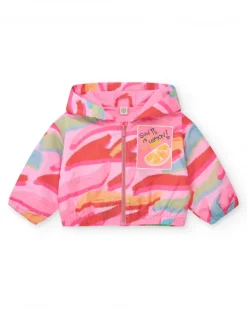 Coupe-vent multicolore pour fille avec capuche et fermeture éclair