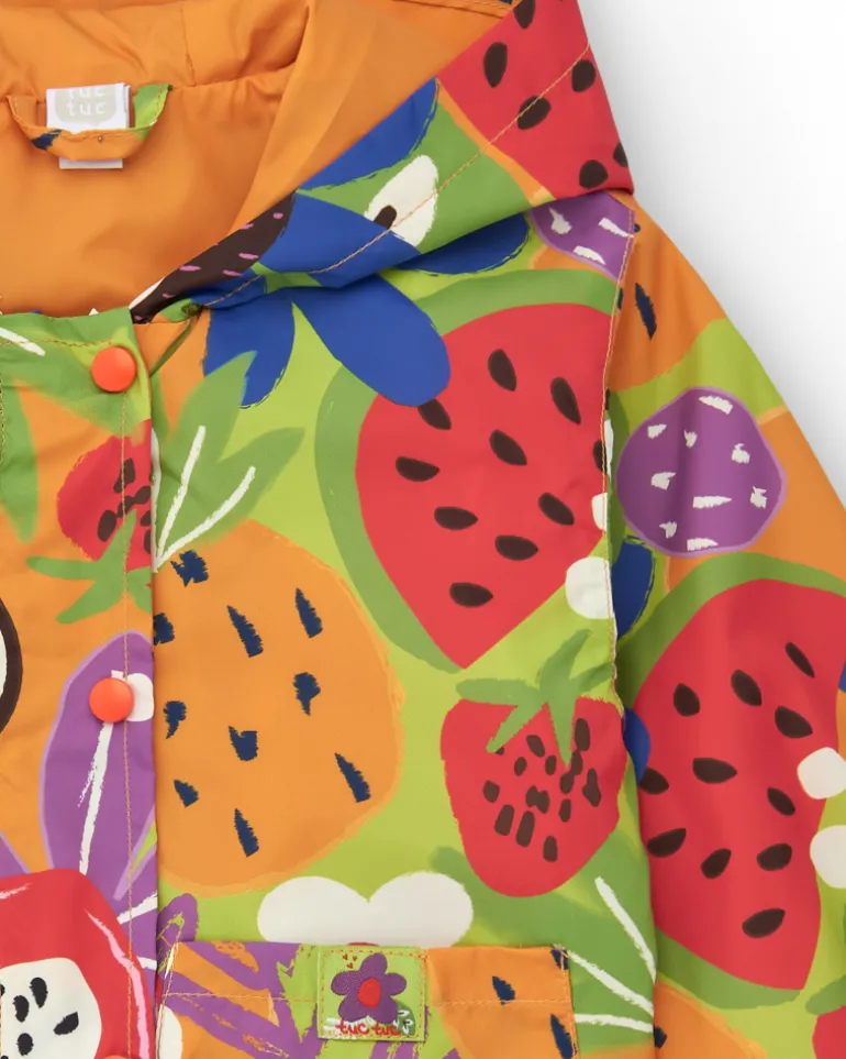 Coupe-vent pour fille avec imprimé de fruits et capuche