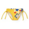 Culotte de bain jaune pour fille avec fleurs et nœuds ajustables