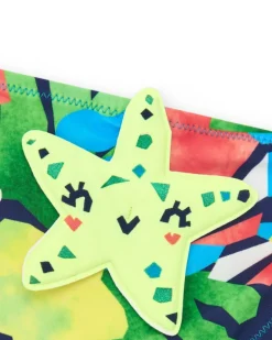Culotte de bain verte, bleue et rouge pour fille