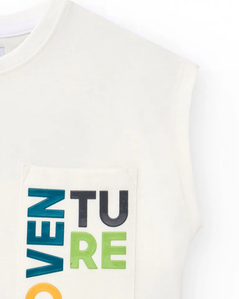Débardeur pour garçon en blanc avec poche avant