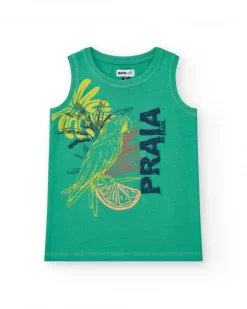 Débardeur pour garçon en vert avec imprimé tropical