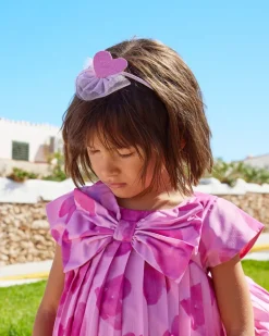 Diadème rigide rose pour fille avec cœur décoratif
