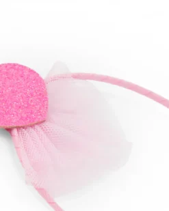 Diadème rigide rose pour fille avec cœur décoratif