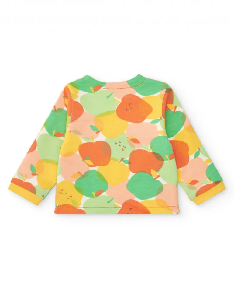 Ensemble en polaire pour fille avec t-shirt de fruits, leggings imprimés et veste jaune