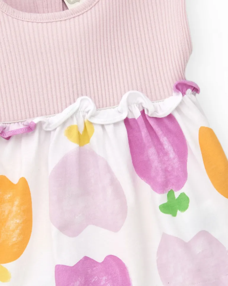 Ensemble en tricot pour fille avec robe sans manches imprimée