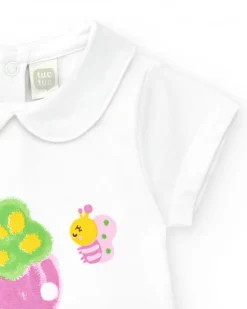 Ensemble en tricot pour fille avec t-shirt et culotte blanche imprimée