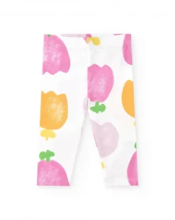 Ensemble en tricot pour fille de trois pièces en blanc et rose avec imprimé