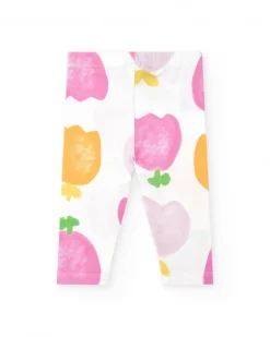 Ensemble en tricot pour fille de trois pièces en blanc et rose avec imprimé