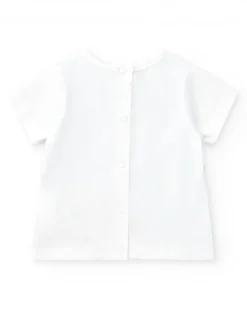 Ensemble en tricot pour garçon avec t-shirt blanc et shorts rouges avec détails blancs