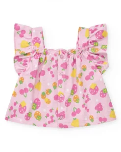 Ensemble fille avec t-shirt en tricot sans manches et imprimé