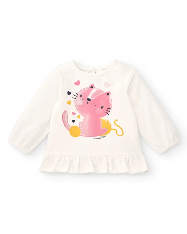 Ensemble fille crème et bleu imprimé chatons, collection Lovely Kittens