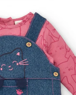 Ensemble fille en jean et rose imprimé chatons collection Lovely Kittens