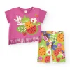 Ensemble lilas pour fille avec t-shirt à franges et legging fruité