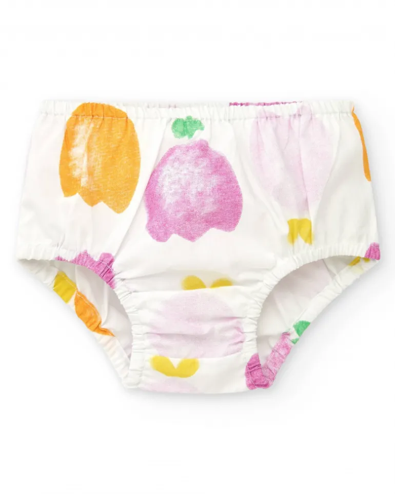 Ensemble plat pour fille avec robe blanche imprimée de fruits