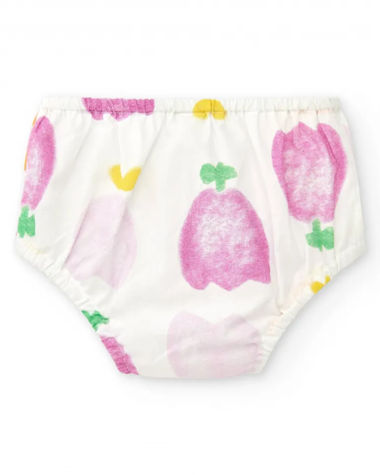 Ensemble plat pour fille avec robe blanche imprimée de fruits