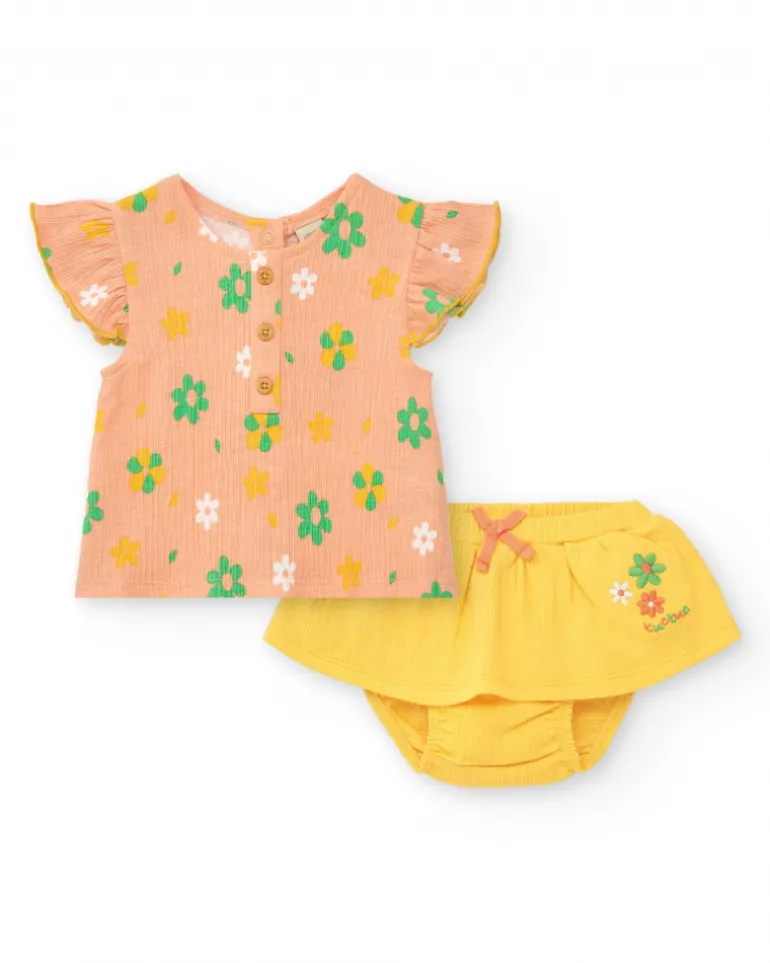 Ensemble pour fille avec blouse à fleurs et culotte jaune