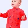 Ensemble pour fille avec t-shirt de méduses, leggings rouges et veste brodée