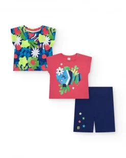 Ensemble pour fille avec deux t-shirts et legging cycliste