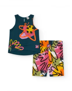 Ensemble pour fille avec t-shirt à bretelles et leggings cyclistes