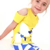 Ensemble pour fille avec t-shirt floral et leggings cyclistes