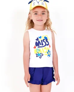 Ensemble pour fille avec t-shirt floral et short bleu