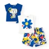Ensemble pour fille avec deux t-shirts et short imprimé