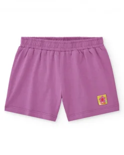 Ensemble pour fille avec t-shirt vert perroquets et short lilas
