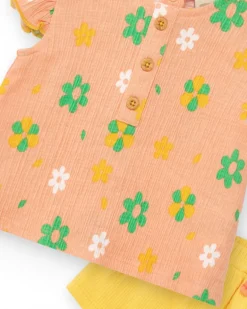 Ensemble pour fille avec blouse à fleurs et culotte jaune