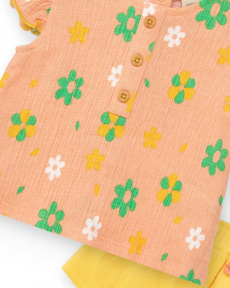 Ensemble pour fille avec blouse à fleurs et culotte jaune