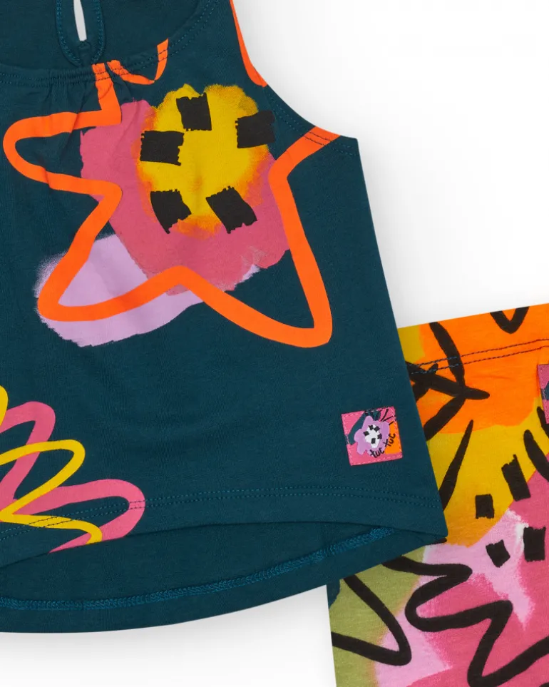 Ensemble pour fille avec t-shirt à bretelles et leggings cyclistes