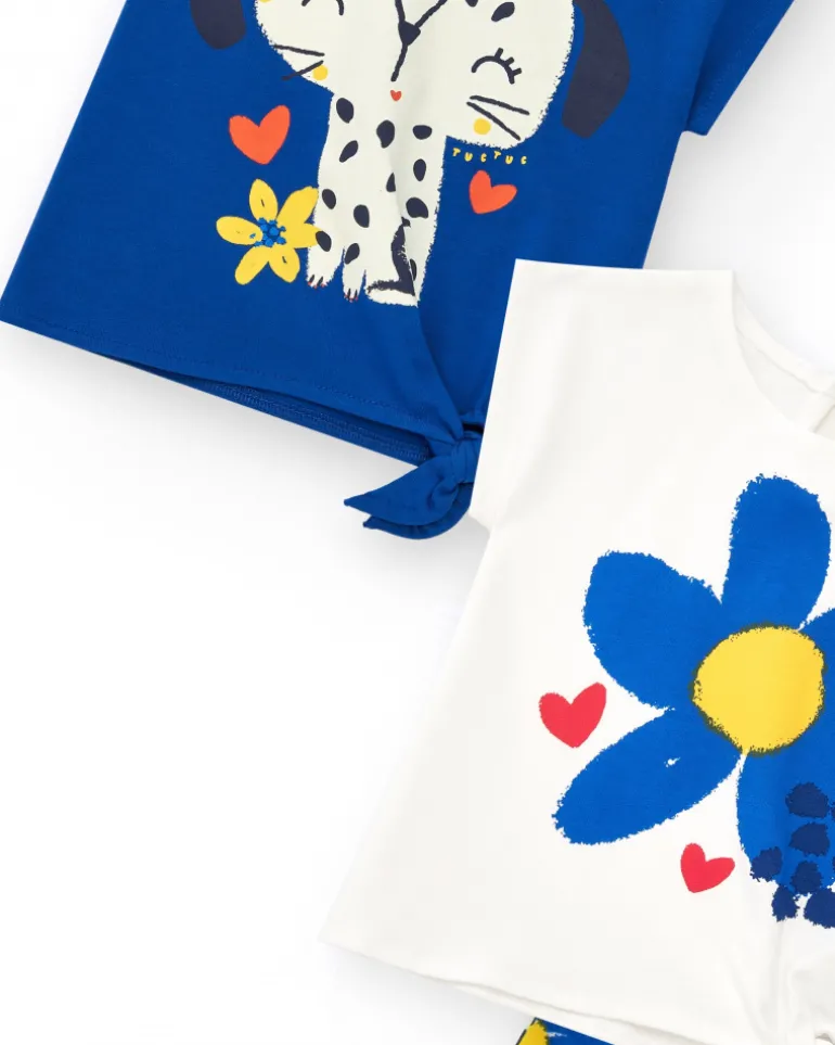 Ensemble pour fille avec deux t-shirts et short imprimé