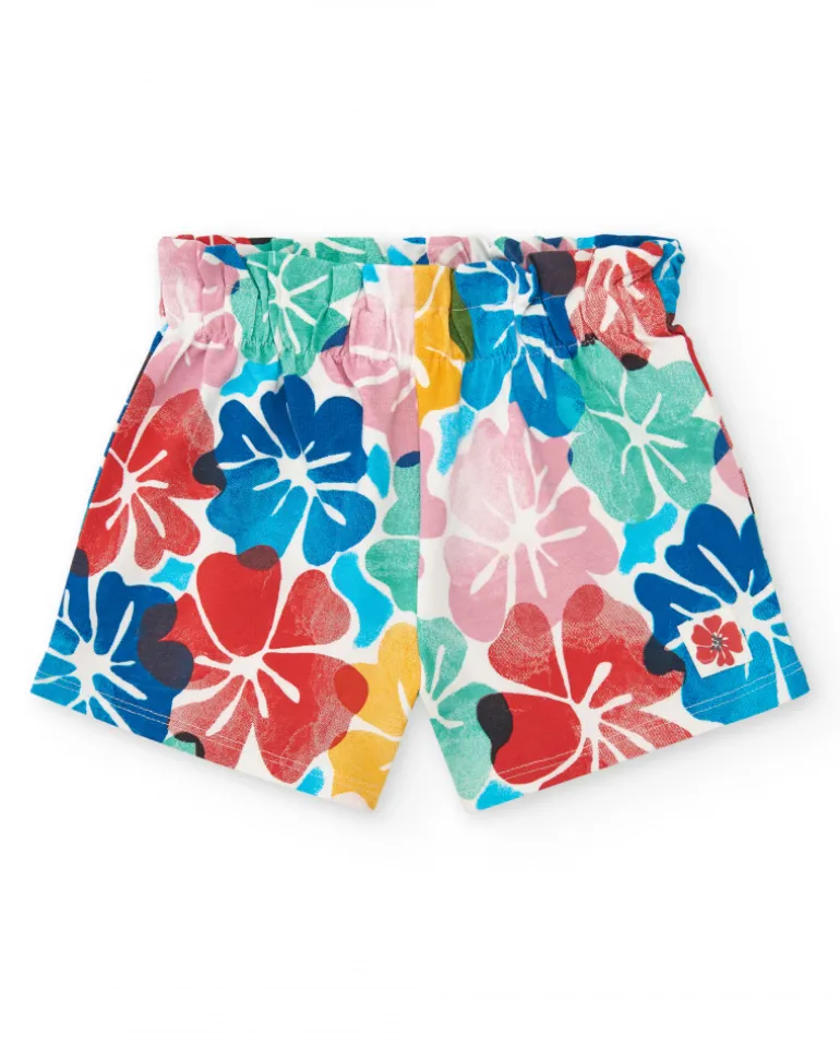 Ensemble pour fille avec t-shirt rouge de crabe et short fleuri