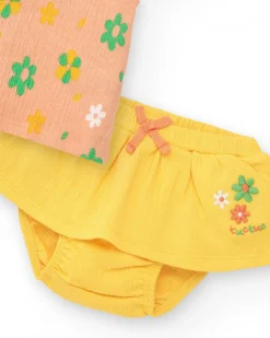 Ensemble pour fille avec blouse à fleurs et culotte jaune