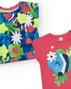 Ensemble pour fille avec deux t-shirts et legging cycliste