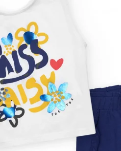 Ensemble pour fille avec t-shirt floral et short bleu