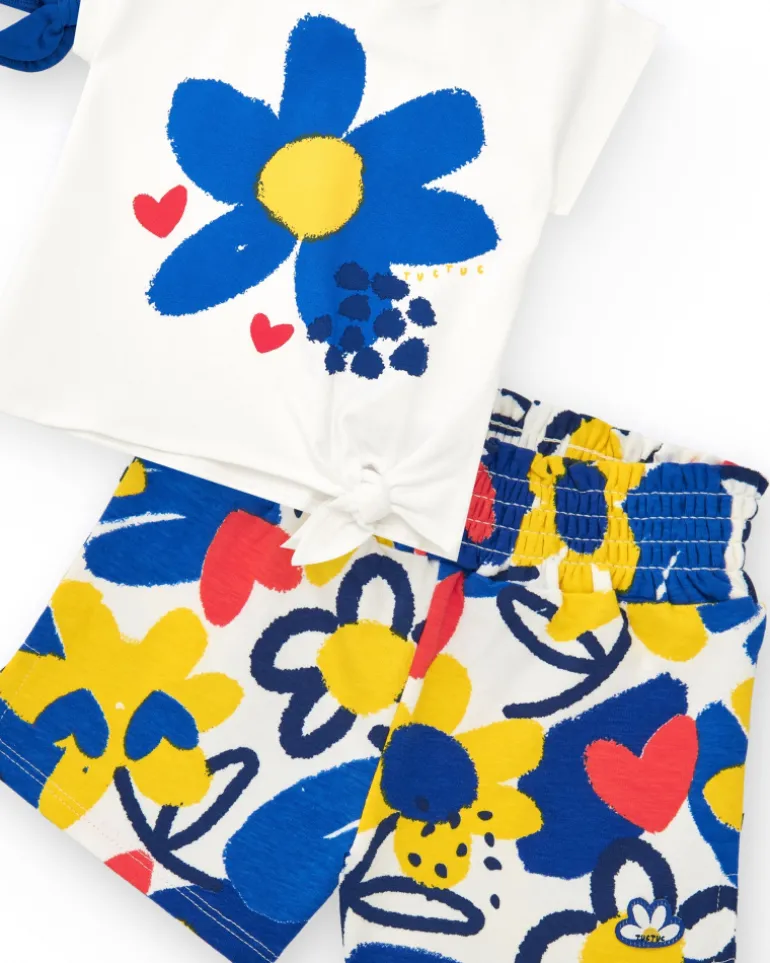 Ensemble pour fille avec deux t-shirts et short imprimé