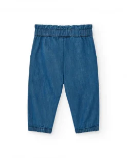 Ensemble pour fille avec t-shirt rouge de baleine et pantalon en denim avec broderie