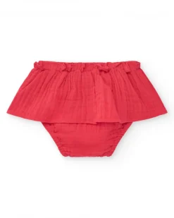 Ensemble pour fille avec blouse à carreaux et culotte rouge à volants