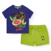 Ensemble pour garçon avec t-shirt noix de coco et bermuda verte
