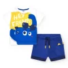 Ensemble pour garçon avec t-shirt blanc et bermuda bleue