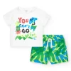 Ensemble pour garçon avec t-shirt blanc et bermuda tropicale