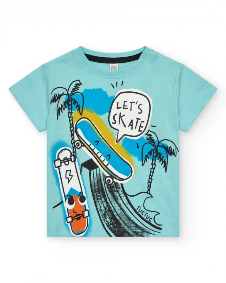 Ensemble pour garçon avec t-shirt bleu et short noir