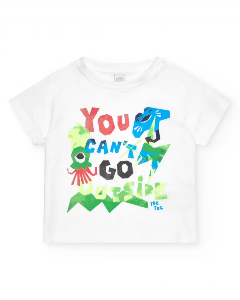 Ensemble pour garçon avec t-shirt blanc et bermuda tropicale