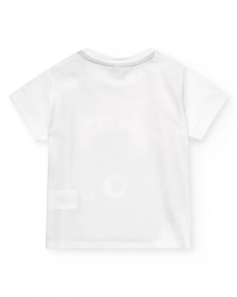 Ensemble pour garçon avec t-shirt blanc et bermuda bleue