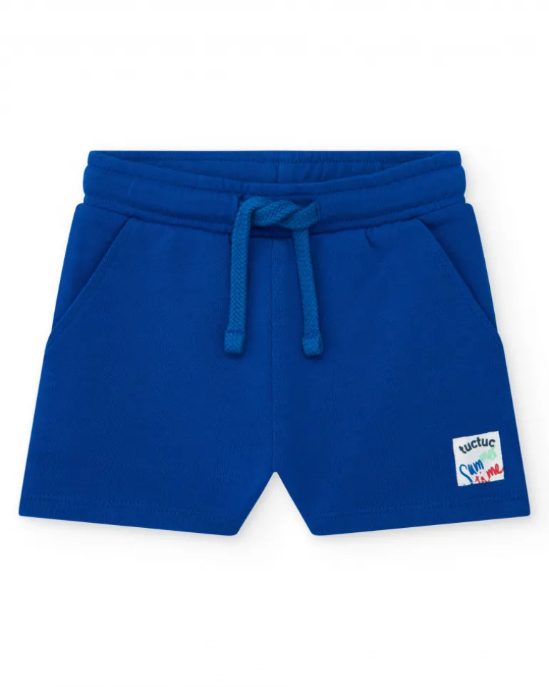 Ensemble pour garçon avec t-shirt rayé et bermuda bleue ajustable
