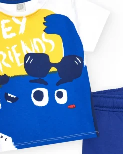 Ensemble pour garçon avec t-shirt blanc et bermuda bleue