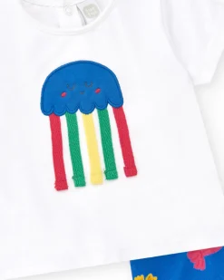 Ensemble pour garçon avec t-shirt blanc et short bleu