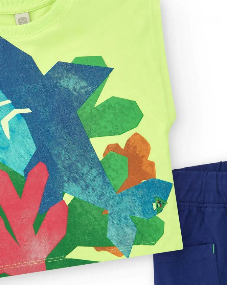 Ensemble pour garçon avec t-shirt de requin et short bleu
