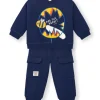 Ensemble sweat et pantalon cargo en peluche garçon bleu marine imprimé abeille Amazing collection